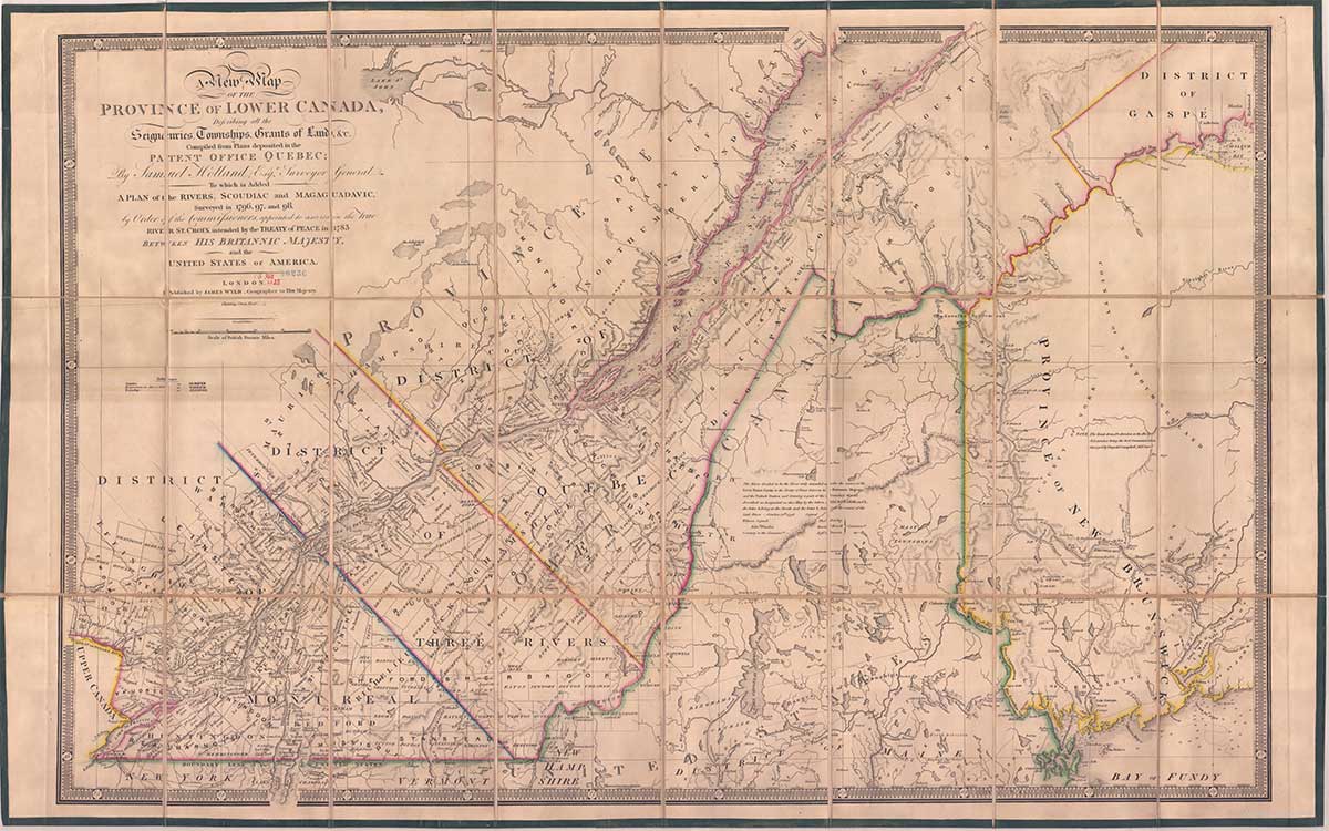 Carte de province du Bas-Canada vers 1800