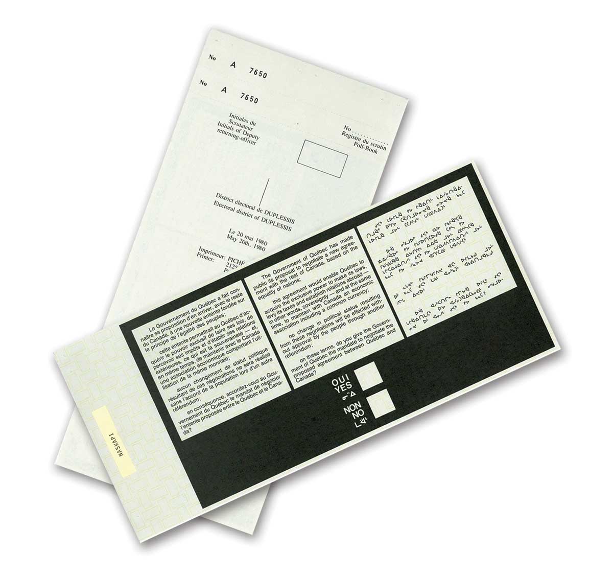 Referendum ballot paper for the 1980 referendum