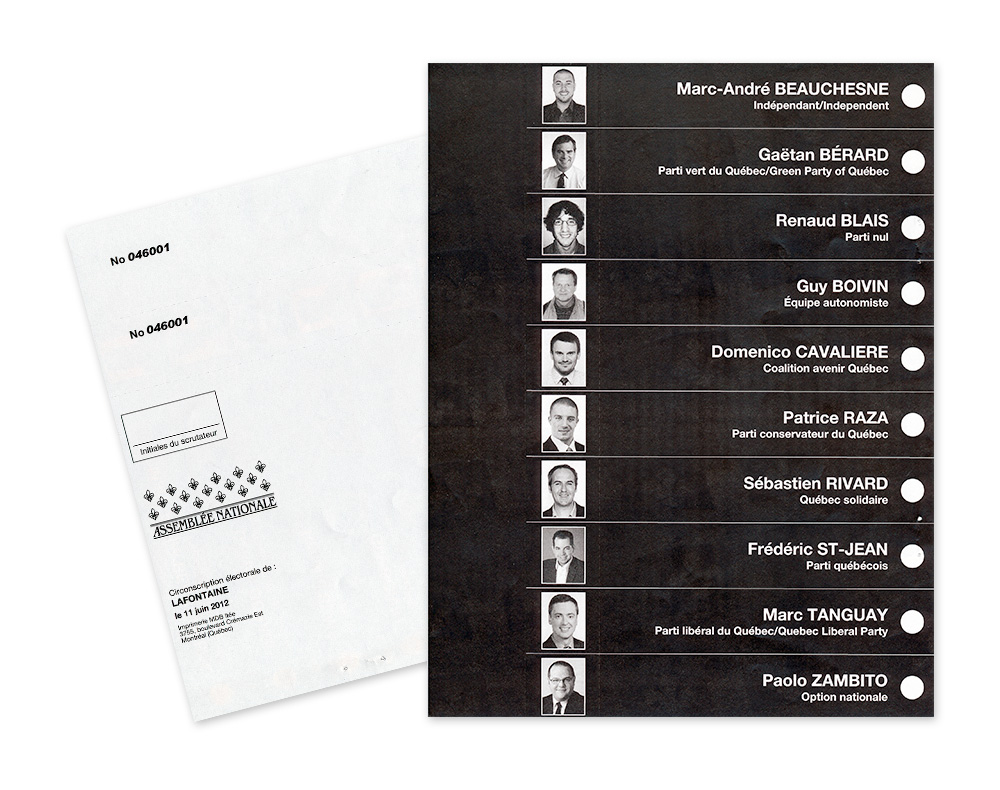 Premier bulletin de vote avec photographies